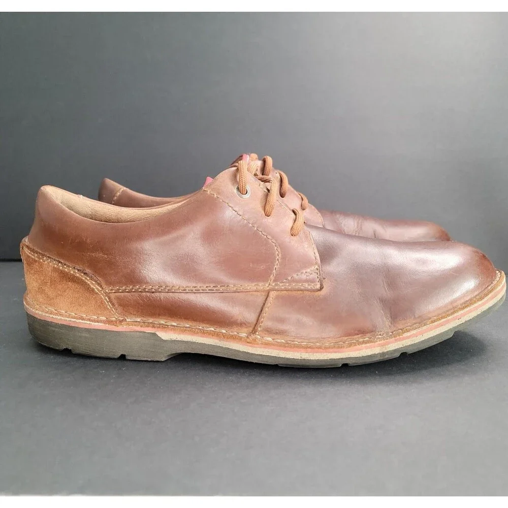 Clarks Mens Brown Leather Suede Oxford Shoes Size 13 M US 12 G UK Lace Up